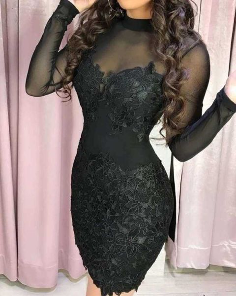 

lace casual dresses fashion v-neck perspective open back slim strap drs, Black;gray