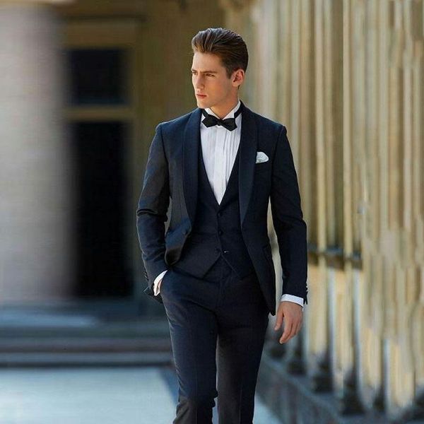 

men's & latest design black wedding tuxedos suits for groom wear shawl lapel groomsmen attire man blazers 3piece trajes de hombre costu, White;black