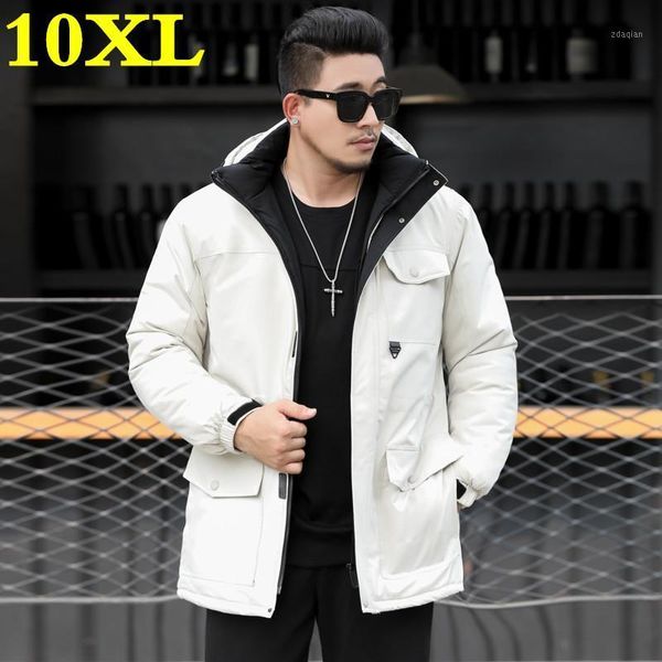 

men's down & parkas size plus 10xl big 9xl 8xl brand long thick parka coat for men padded winter jacket warm clothes, Black
