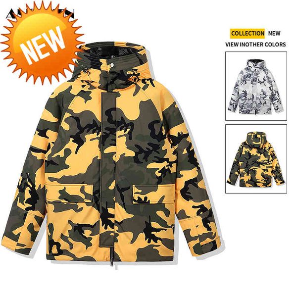 

2021 new fashion camouflage down men winter polyester padded outdoor men's jacket detachable stand collar coats, Black