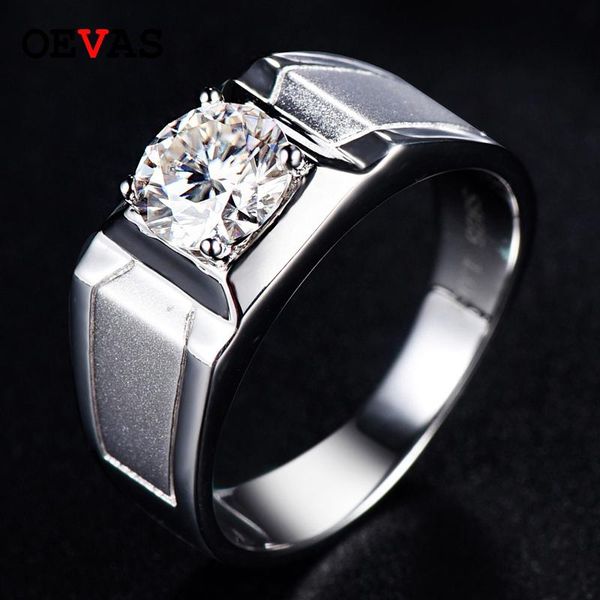 

cluster rings oevas 925 sterling silver men wedding sparking 1 moissanite engagement party jewelry anniversary gifts, Golden;silver