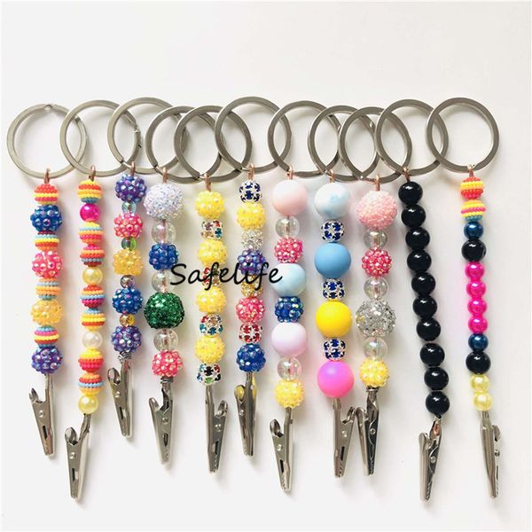 Trabalhos de unhas Keychain de material acrílico com clipes de jacaré diamante jóia caquete clipper caixotão de cartão de caixão de clipe de cartão para unhas longas