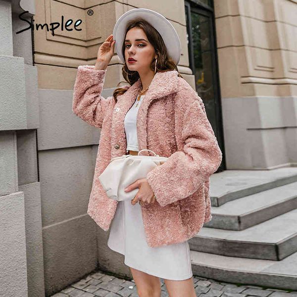 

elegant pink autumn winter female high street fashion long sleeve short jacket vintage solid secret button fur 210414, Black