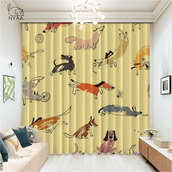 

cartoon brown dog curtains for bedroom printed living room luxury el decoration curtain children micro shading & drapes