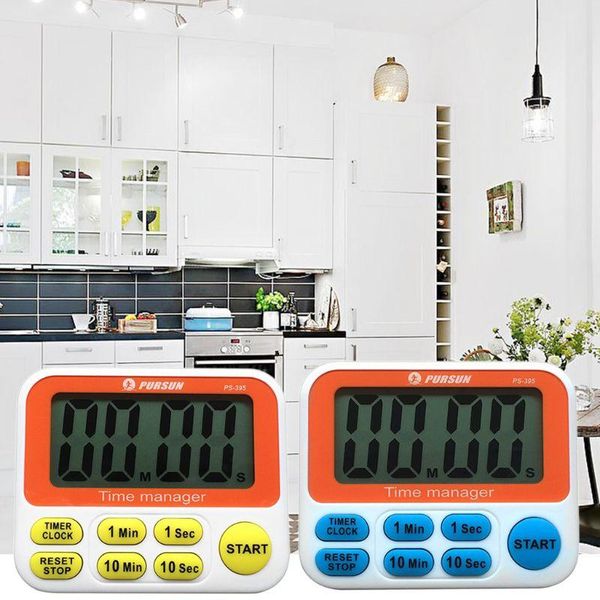 

timers electronic lcd 3in1 countdown timer clock kitchen alarm with hanging hook magnet stand for experiment sports
