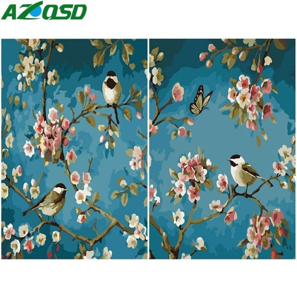 

paintings azqsd oil painting birds by numbers paint flower tree diy canvas picture hand painted home decoration szyh6180