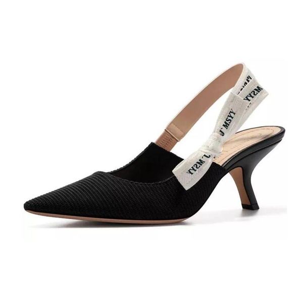 

dress shoes butterfly knot belt slingbacks 5.5cm high heels women summer fashion ladies, Black