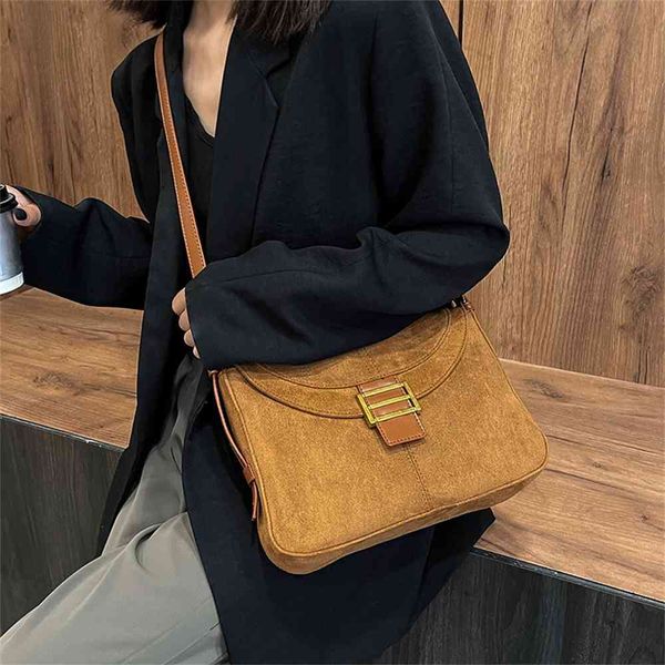 

style autumn and winter bag women's new fashion frosted single shoulder messenger bag solid color texture small square