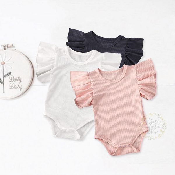 

0-18m born baby girls rompers ruffles knitted jumpsuit soft costumes clothes 210515, Blue