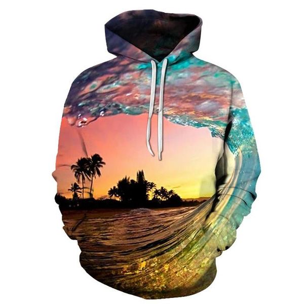 

Couple Sweatshirt Printing Sunset Digital pattern men 3D printed hoodie visual impact party top punk goth round neck high quality sweater hoodie, Black