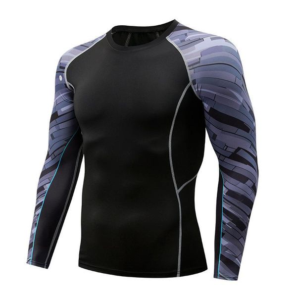 

trend men's t-shirts gym wicking quick-dry o-neck long sleeve tees shirt joggers train tight-fit sweatshirt sport running, White;black