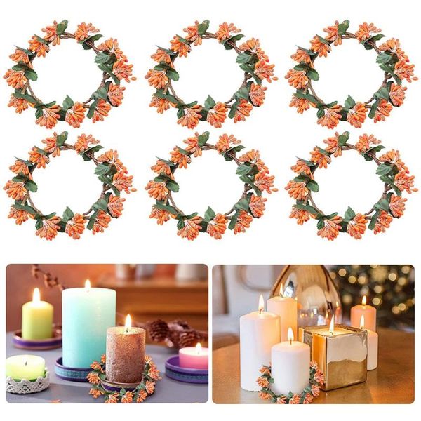 

candle holders 6pcs 3inch orange berry rings plump rice wreath mini fall twig arrival