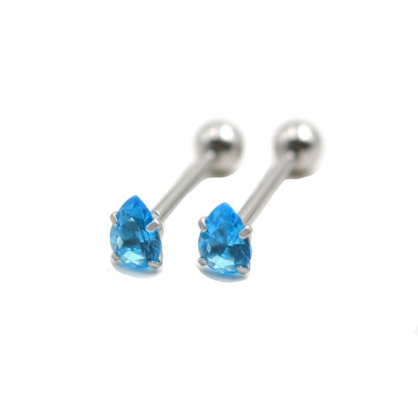 

fashion 7mm water drop shaped zircon tongue puncture with ball tongue stainless steel