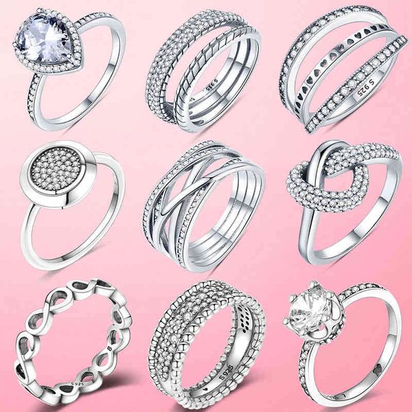 

stackable infinite heart daisy flower ring for women original silver color rings brand jewelry