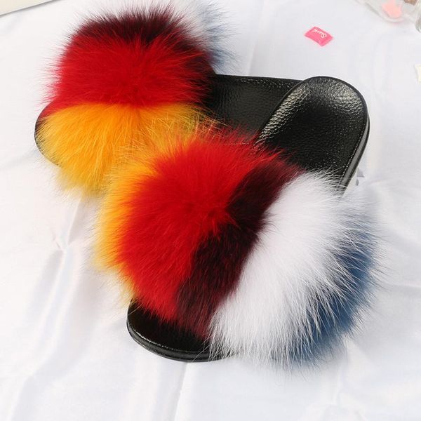 

slippers women real wholesale custom for fluffy sandals color soft fashion with indoor kids mixed and fur slides, Black