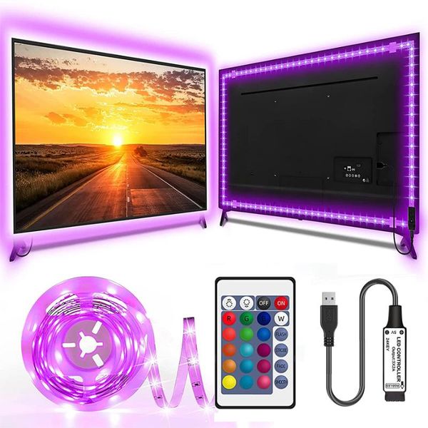 

strips portable usb led light strip rgb 5v lights with remote and app control music sync smd smd2835 for bedroom outdoor