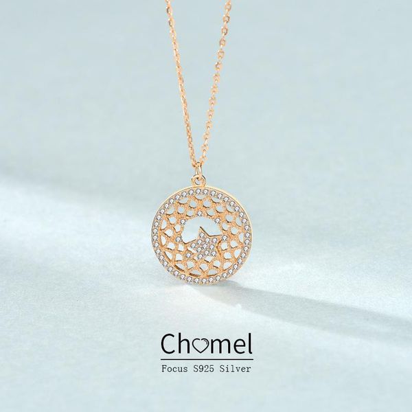 

pendant necklaces singapore is a small grid stars s925 necklace, japan and south korea all the clavicle chain jewelry design, Silver