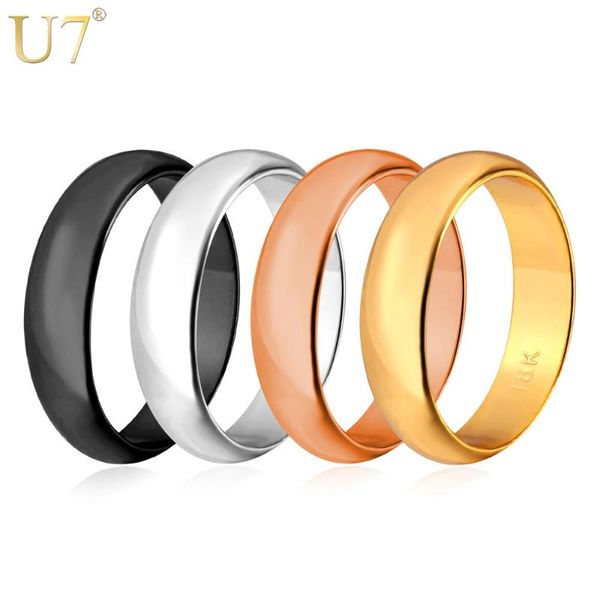 

cluster rings u7 wedding band set for men/women classic jewelry 5mm gold color 4 pcs & gift box 2021 r443, Golden;silver