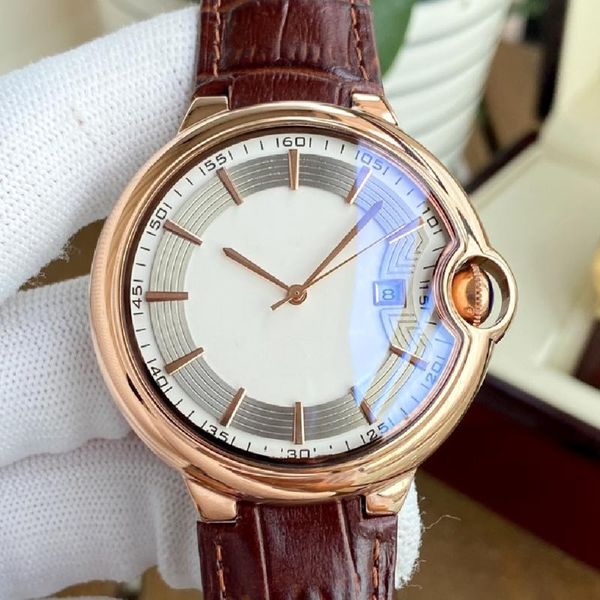 

wristwatches 2021 summer men's watch luxury designer dial mechanical movement scratch resistant mirror glass elegant style 44mm, Slivery;brown