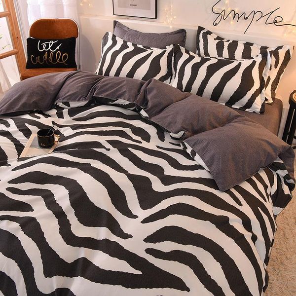 

bedding sets stripe family set luxury 2021 sheet duvet cover pillowcase boys girls room bed linen plant animals printed