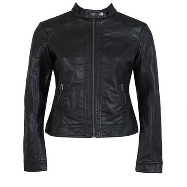 

women's jackets spring faux leather jacket motorcycle black coat stand-up collar pu slim street, Black;brown
