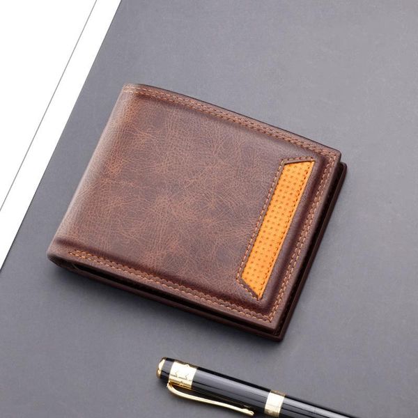 

wallets for man brand coin wallet multi-card short id holders purse business clutch leather portefeuille homme, Red;black