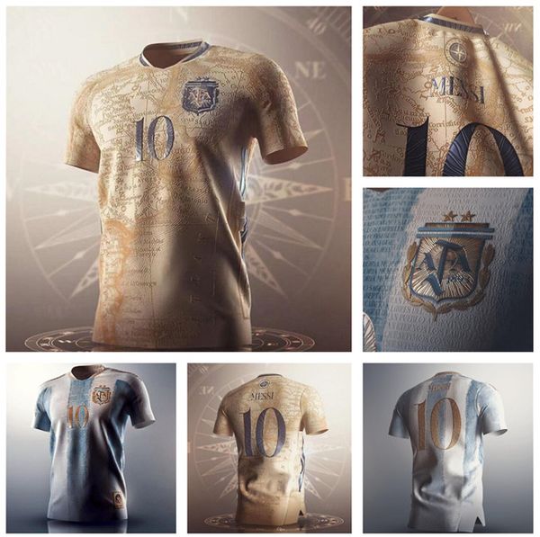 

2021 argentina concept soccer jersey maradona special badge golden elements messi fans version anniversary football shirt, Black;yellow