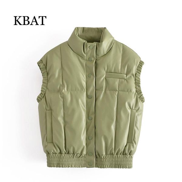 

women's vests kbat 2021 winter vest pu warm sleeveless jacket leather double pocket parka windproof waistcoat, Black;white