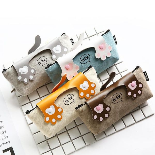 

pencil bags simple zip canvas case cute kawaii large capacity pencilcase school pen supplies bag