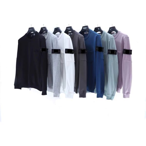 

designer mens hoodies stone men's long sleeve sweatshirt sports pure color trendy top, Black