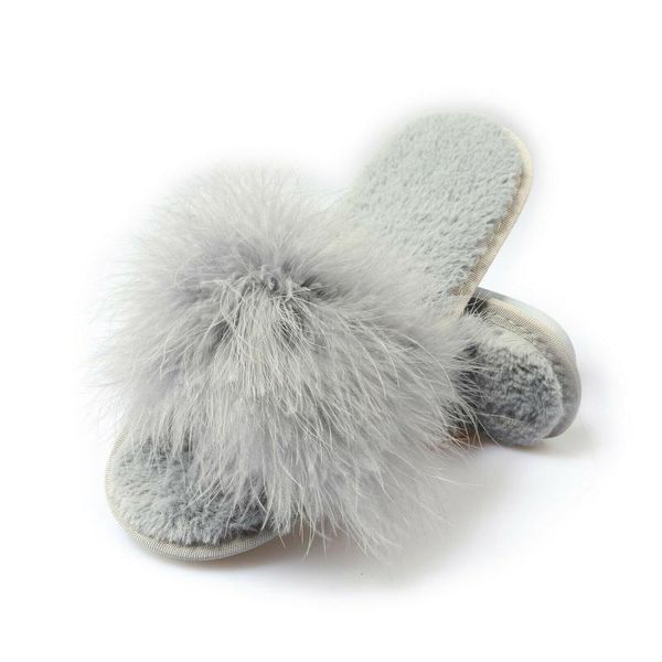 

women's furry fur slippers cozy open toe house shoes furstory fs19s12, Black