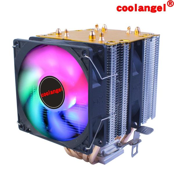 

coolangel 4 heat pipes cpu cooler pin pwm rgb pc quiet intel lga 2011 775 1200 1150 1151 1155 amd am3 am4 90mm cooling fan fans & coolings