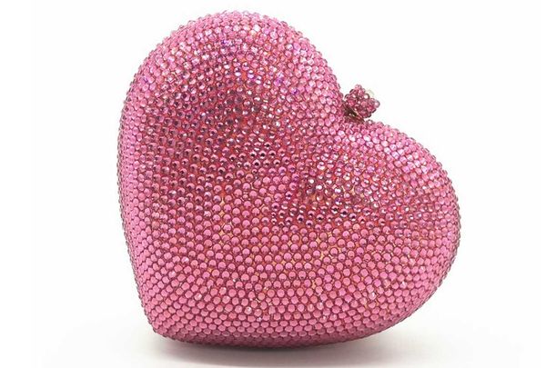 

evening bags women heart shape rhinestone clutch purse for wedding party prom crystal clutches lady diamond bag wallet blue
