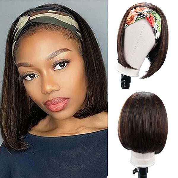 

10 12 14 straight headband bob wig synthetic headband wigs for black women highlights heat resistant synthetic headband wigfactory direct