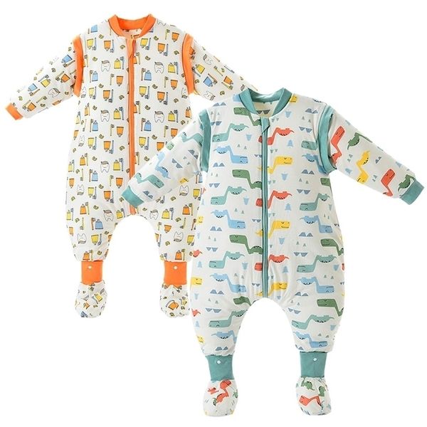 2.5 / 3.5 Tog Baby Sleep Bag com perna grossa quente removível manga longa Saco para criança menino menina roupas de cama cobertor 220216