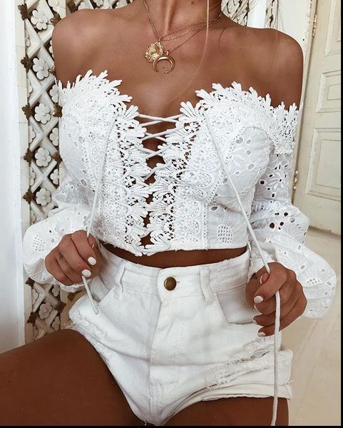 

and off shoulder lace women shirt loose long sleeve streetwear white 5 3.5