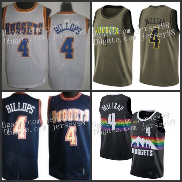 

denver nuggets men #4 chauncey billups millsap men retro jersey, Black