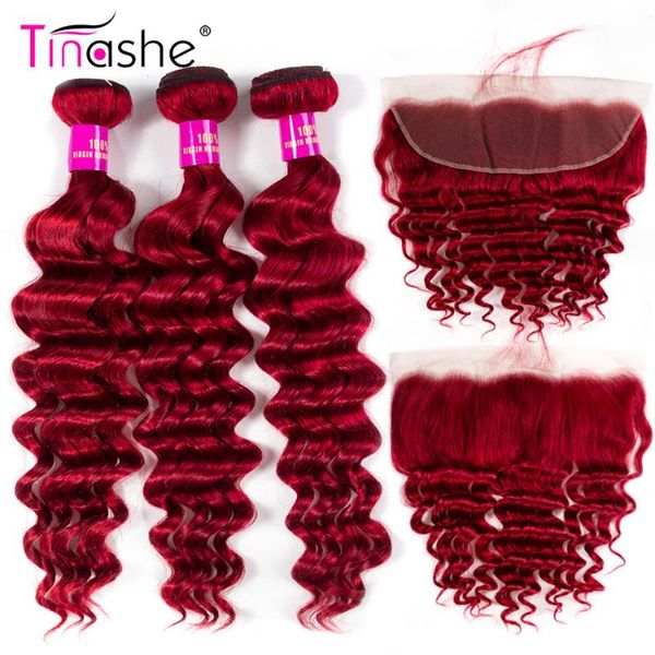 

human hair bulks tinashe red bundles with closure remy brazilian burgundy 3 loose deep wave frontal, Black