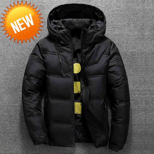 

winter white duck down parkas men thick warm hooded jackets for male multi-pocket windproof outwear mens thicken overcoat, Black
