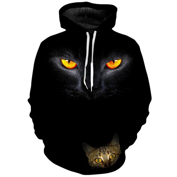 

Black Cat Featured Design Pattern Men's 3D Printing Hoodie Visual Impact Party Top Punk Gothic Round Neck High Quality Sweatshirt Hoodie