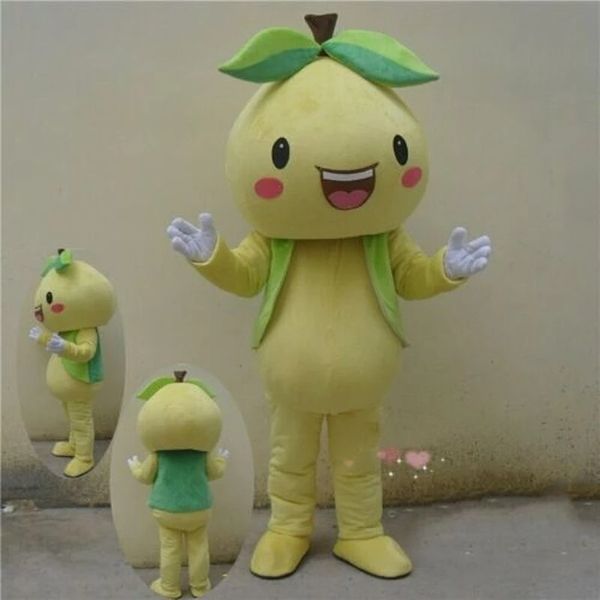 Costume della mascotte della pera di Halloween Personaggio dei cartoni animati di frutta di peluche di frutta di alta qualità Personaggio a tema anime Formato adulto Festa di compleanno di carnevale di Natale Abito da esterno personalizzato