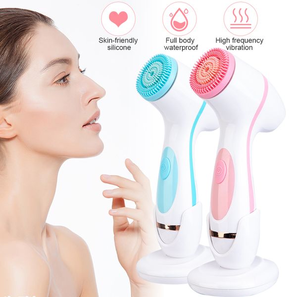 

3in1 electric facial cleansing silicone rotating face brush deep cleaning skin exfoliation waterproof massager beauty tools