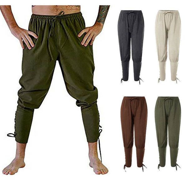 

halloween men medieval viking costume loose pants three colors, Black;red