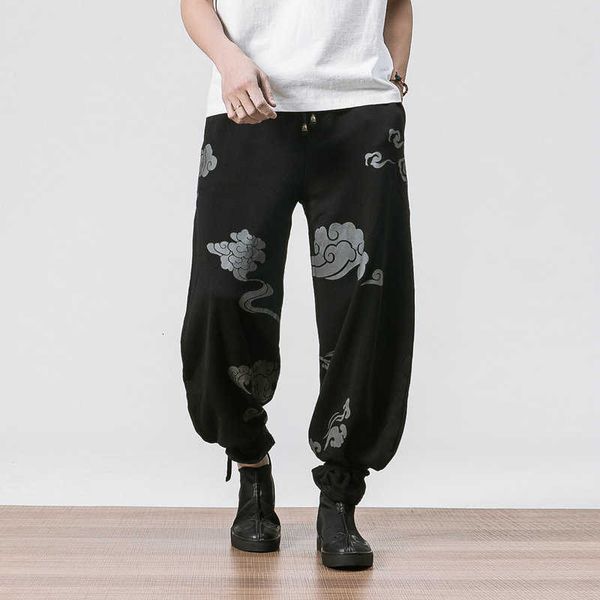 

men's pants mens joggers casual cloud printed streetwear harem plus size sweatpants pencil harajuku trousers male nidd ooti, Black