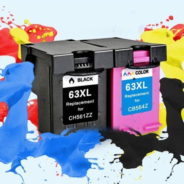 

ink cartridge compatible with 63xl 2130 printer officejet 3630 3830 4650 4520 t7d3 refills, Black;red