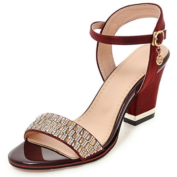 Sandali 2021 Scarpe da donna Tacco alto Bling Crystal Ladies Chunky Calzature estive da donna Colori solidi Zapatos Mujer Scarpa