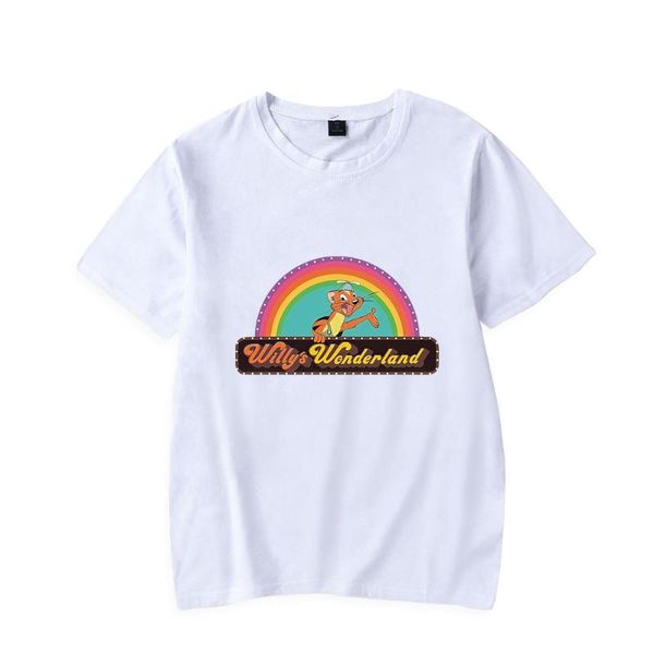 

women's t-shirt summer cartoon willy's wonderland moive print short sleeve oversized men/women casual harajuku tee shirt, White
