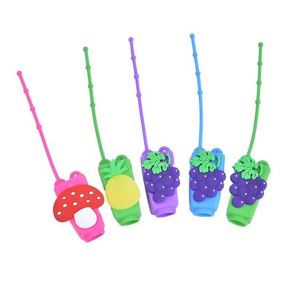 

storage bottles & jars cute colourful fruit silicone mini hand sanitizer holder travel portable gel hangable liquid dispenser container