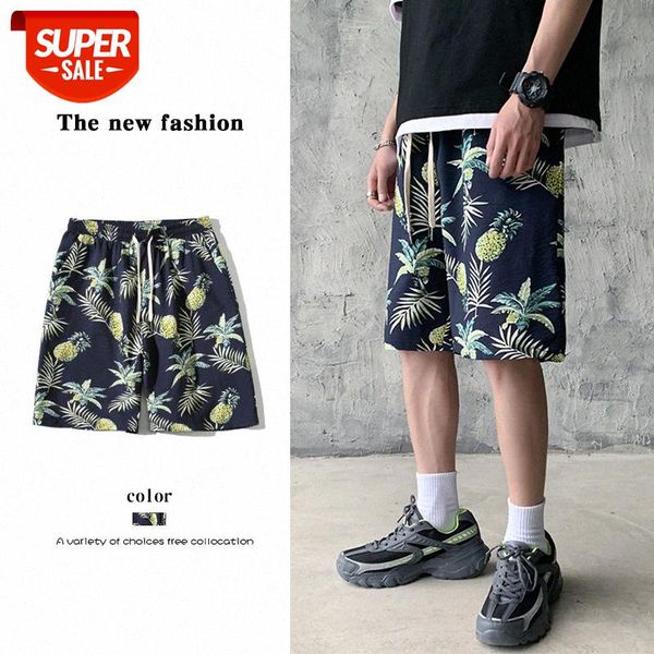 

thin pineapple shorts men wear five-point pants sports beach #mu8l, Black