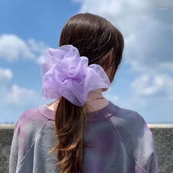 

organza hair ring rope chiffon scrunchie elastic rubber band ponytail ties 20cm sswell1, Brown